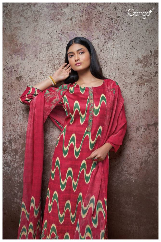 Sallie 2115 By Ganga Heavy Cotton Silk Printed Dress Material Wholesalers In India